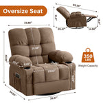Massage Swivel Rocker Recliner Chair with Vibration, Lumbar Heating, Side Pocket detail image 9
