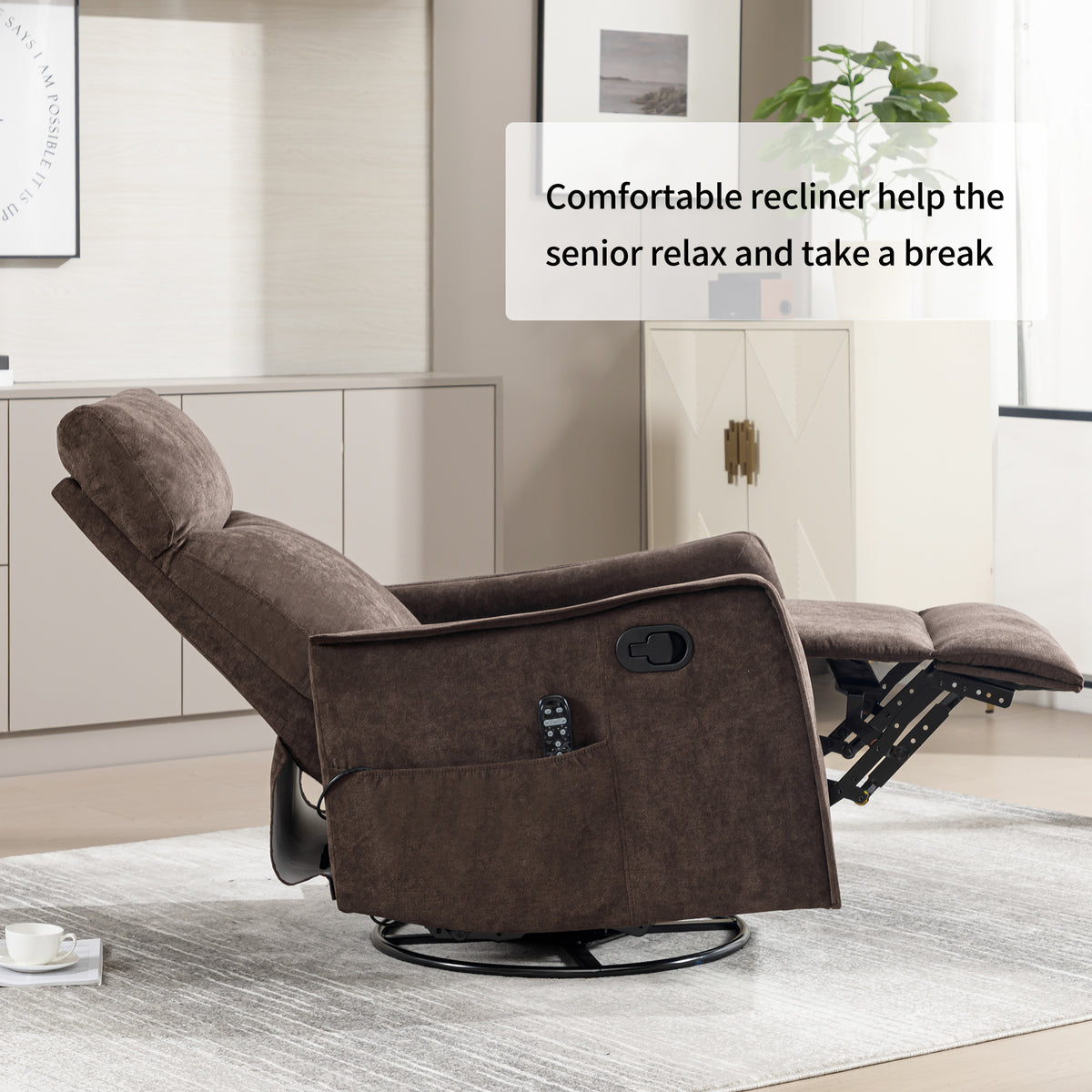 Heat Massage Manual Recliner Chair with Rocker and Swivel in Fabric for Living detail image 30