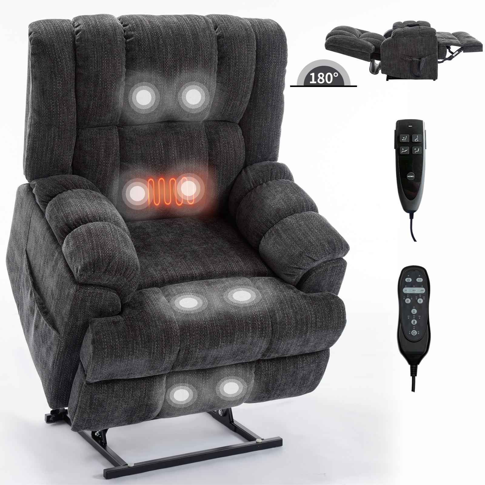 Dual-Motor Heat & Massage Power Lift Recliner, 350 lb Capacity detail image 41