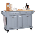 Rubberwood Drop-Leaf Kitchen Cart with 3 Drawers product view 32