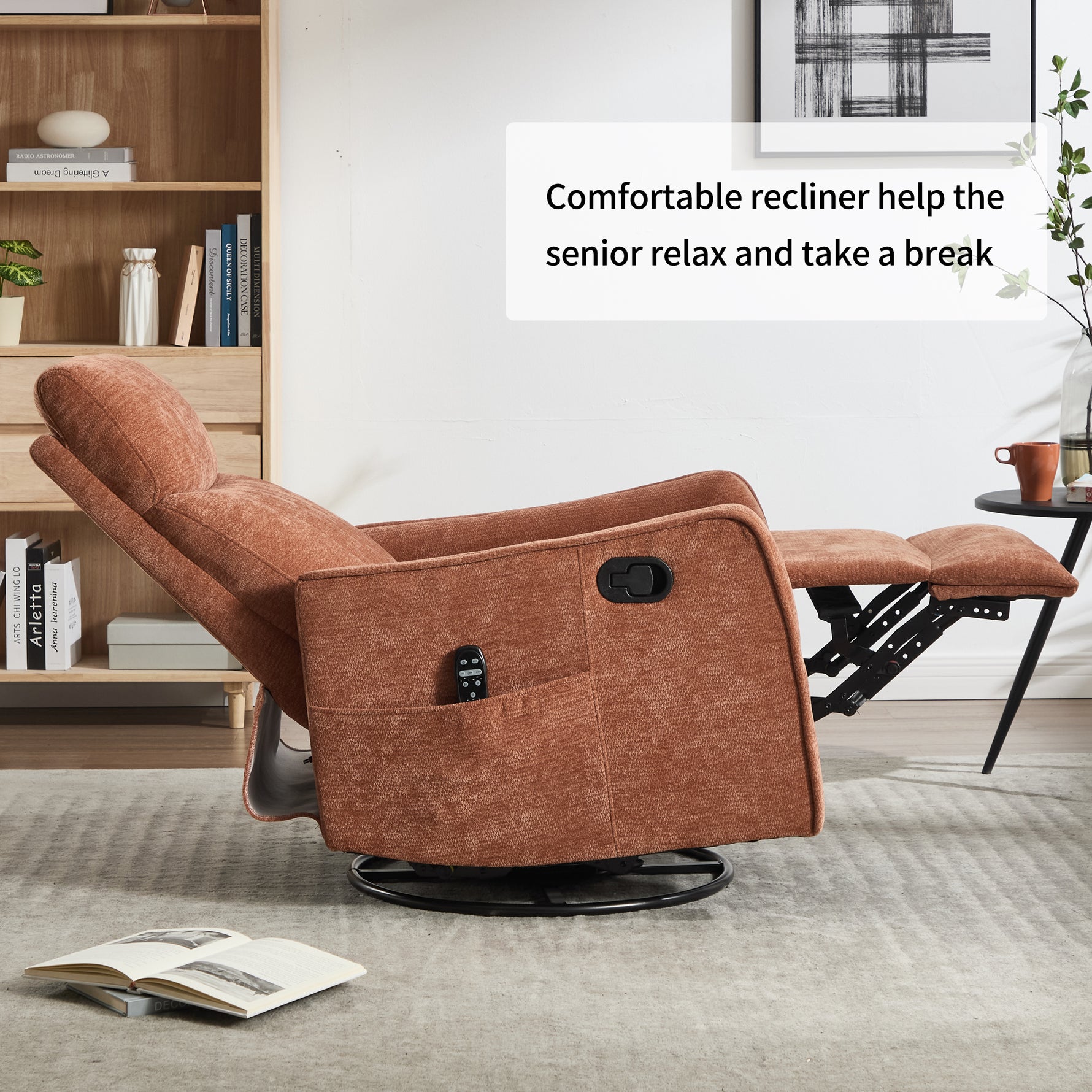 Heat Massage Manual Recliner Chair with Rocker and Swivel in Fabric for Living Room detail image 11