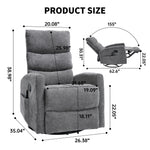 Heat Massage Manual Recliner Chair with Rocker and Swivel in Fabric for Living Room detail image 44