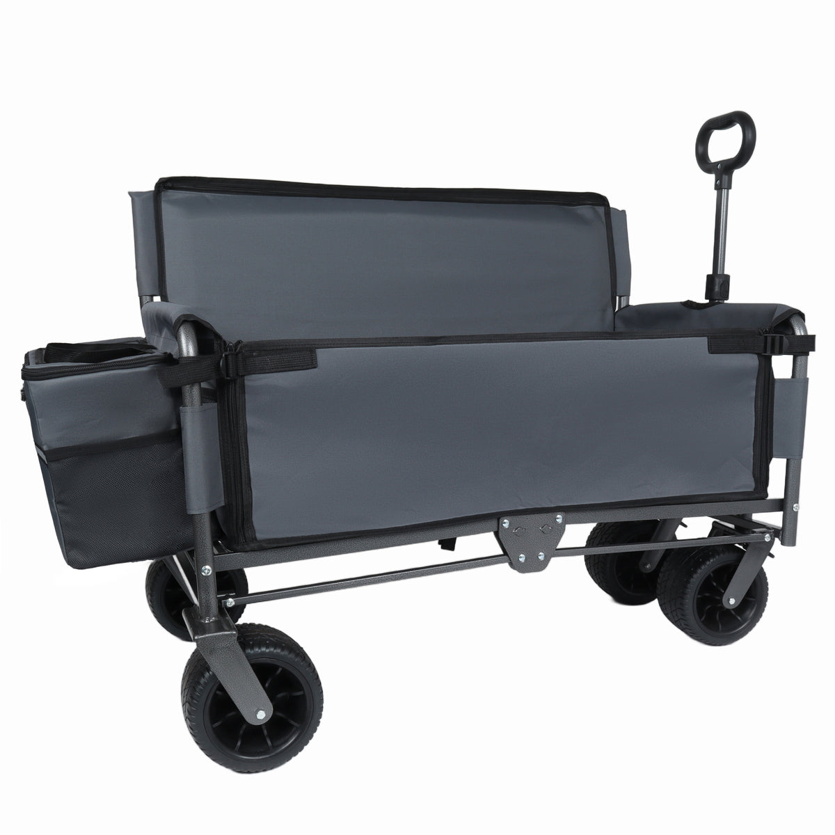 3-in-1 Folding Wagon Cart with Bench Seat & Storage for workshop, garage, storage, or utility use