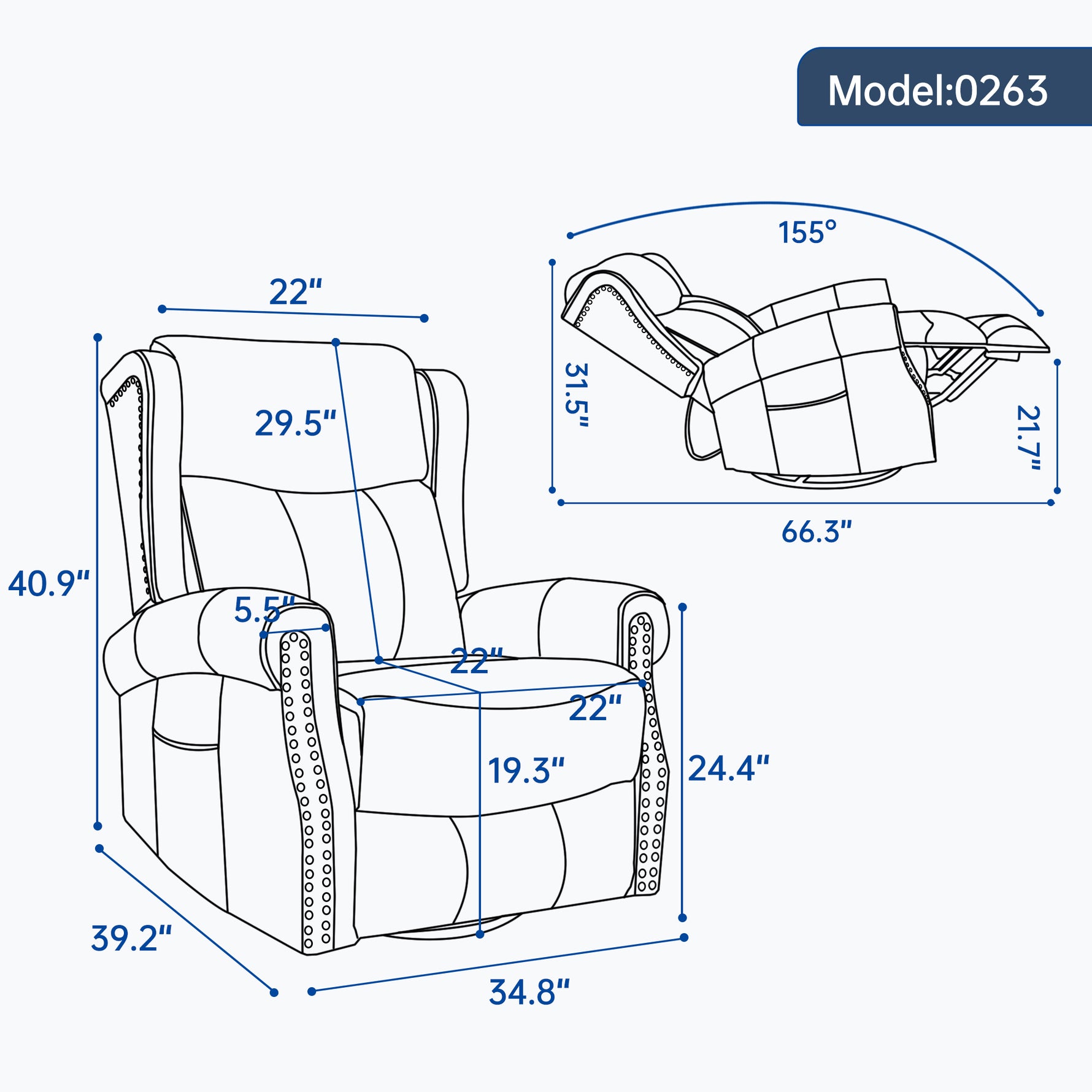 Heat Massage Manual Recliner Chair with Rocker and Swivel for Living Room detail image 91