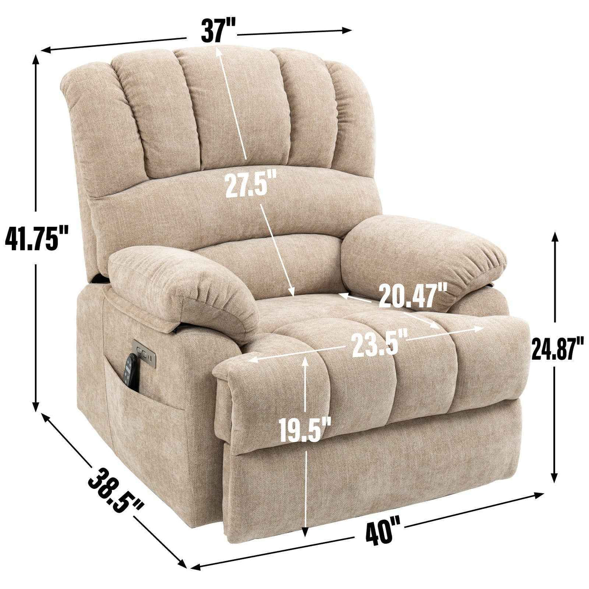 Chenille Power Lift Recliner detail image 3