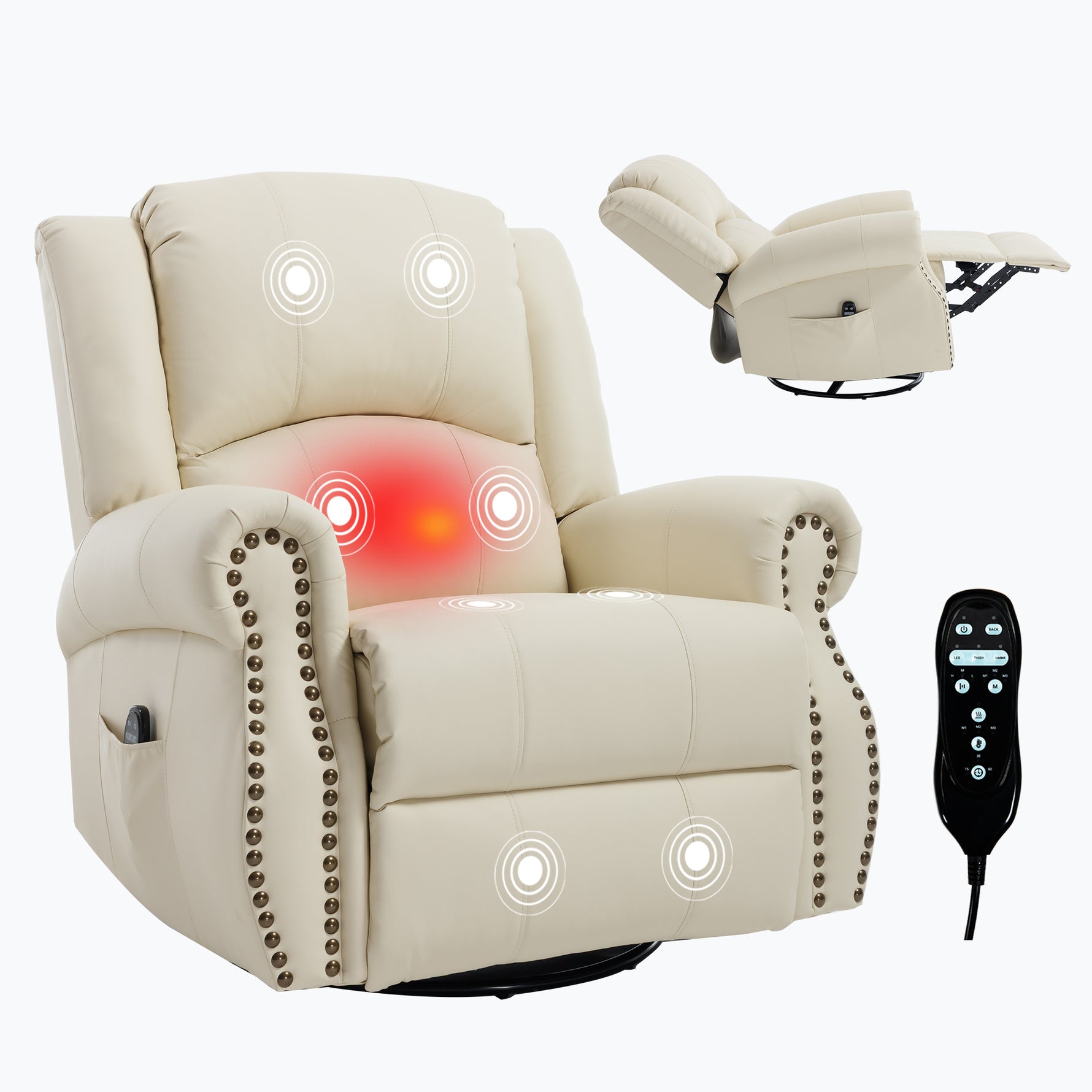 Heat Massage Manual Recliner Chair with Rocker and Swivel for Living Room detail image 51