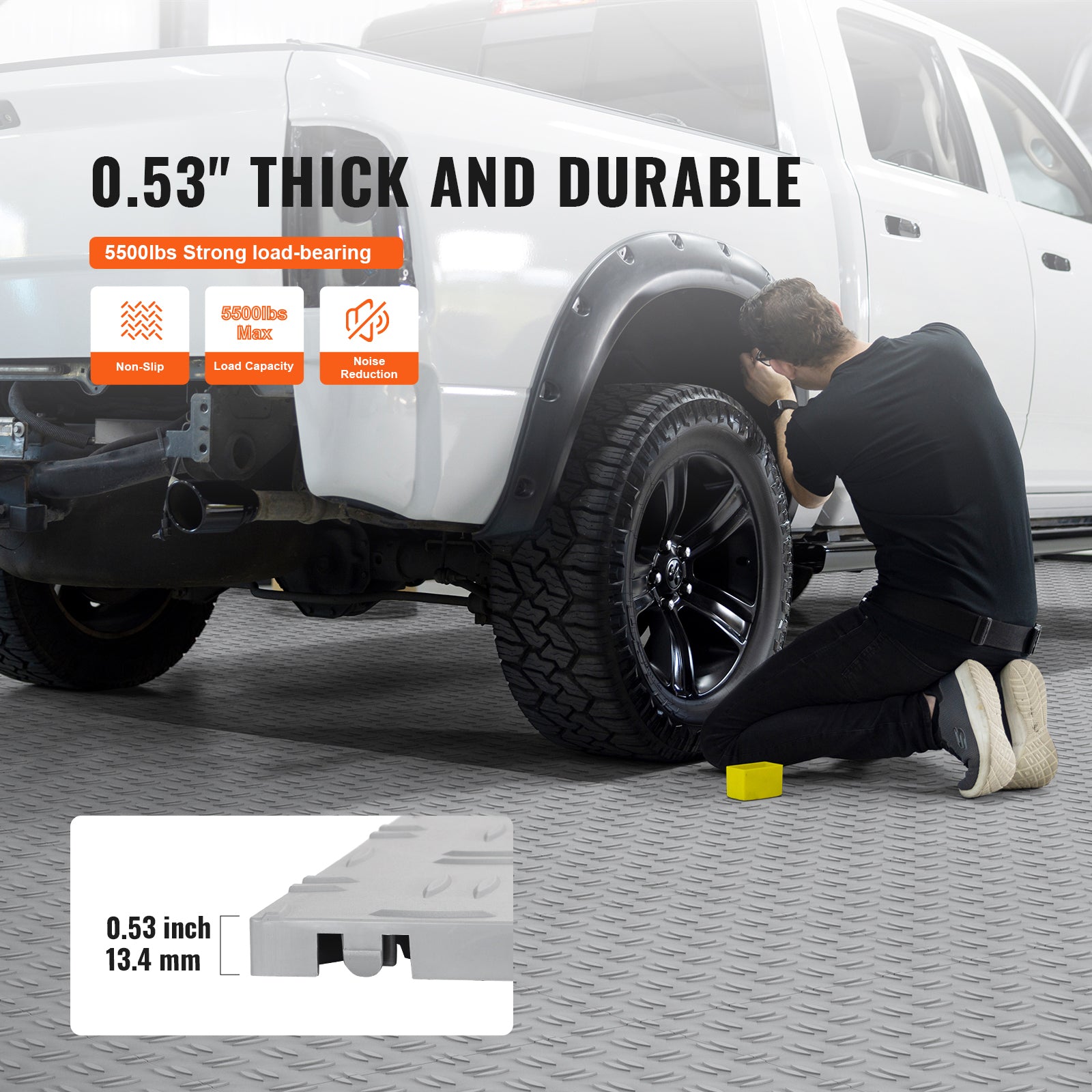 PVC Interlocking Drainage Garage Floor Tiles, 12" x 12" x 0.5" for workshop, garage, storage, or utility use