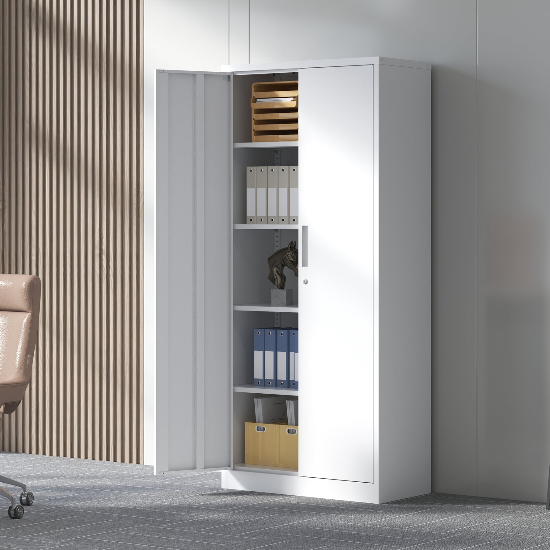 Locking Steel Garage Storage Cabinet with 4 Adjustable Shelves for workshop, garage, storage, or utility use