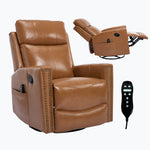 Genuine Leather Heat Massage Manual Recliner Chair with Rocker and Swivel for Living Room detail image 68
