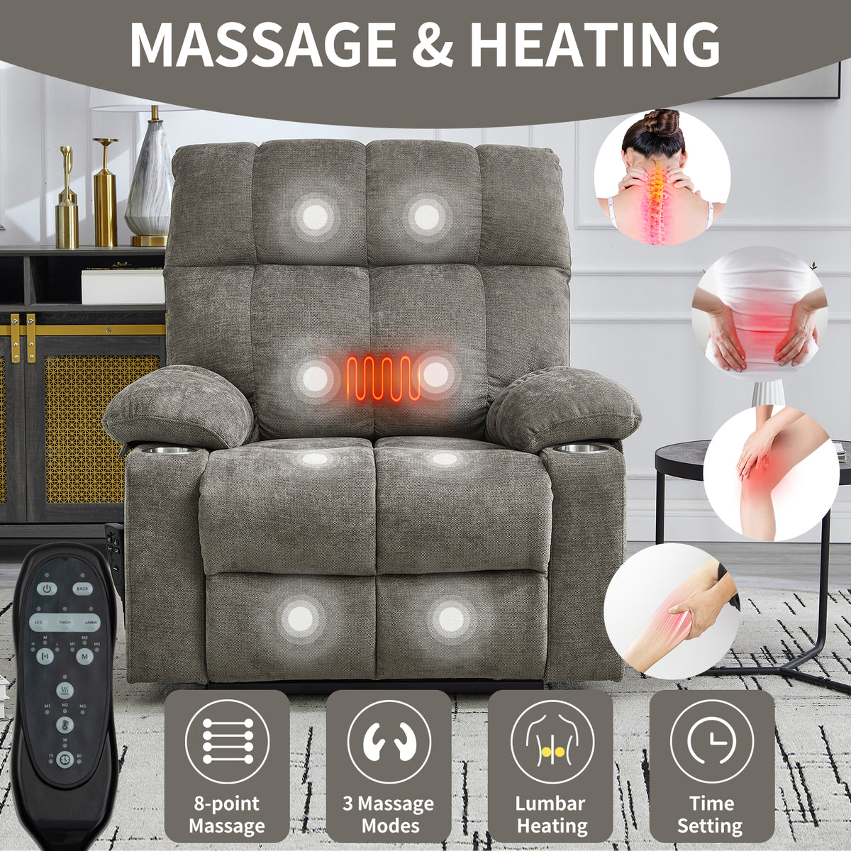 Chenille Dual-Motor Power Lift Recliner, 350 lb Capacity detail image 42