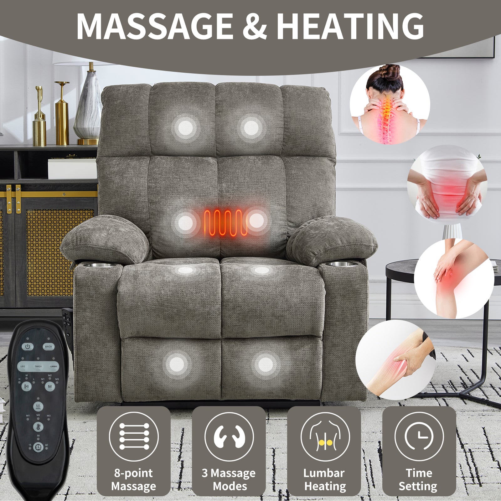 Chenille Dual-Motor Power Lift Recliner, 350 lb Capacity detail image 42