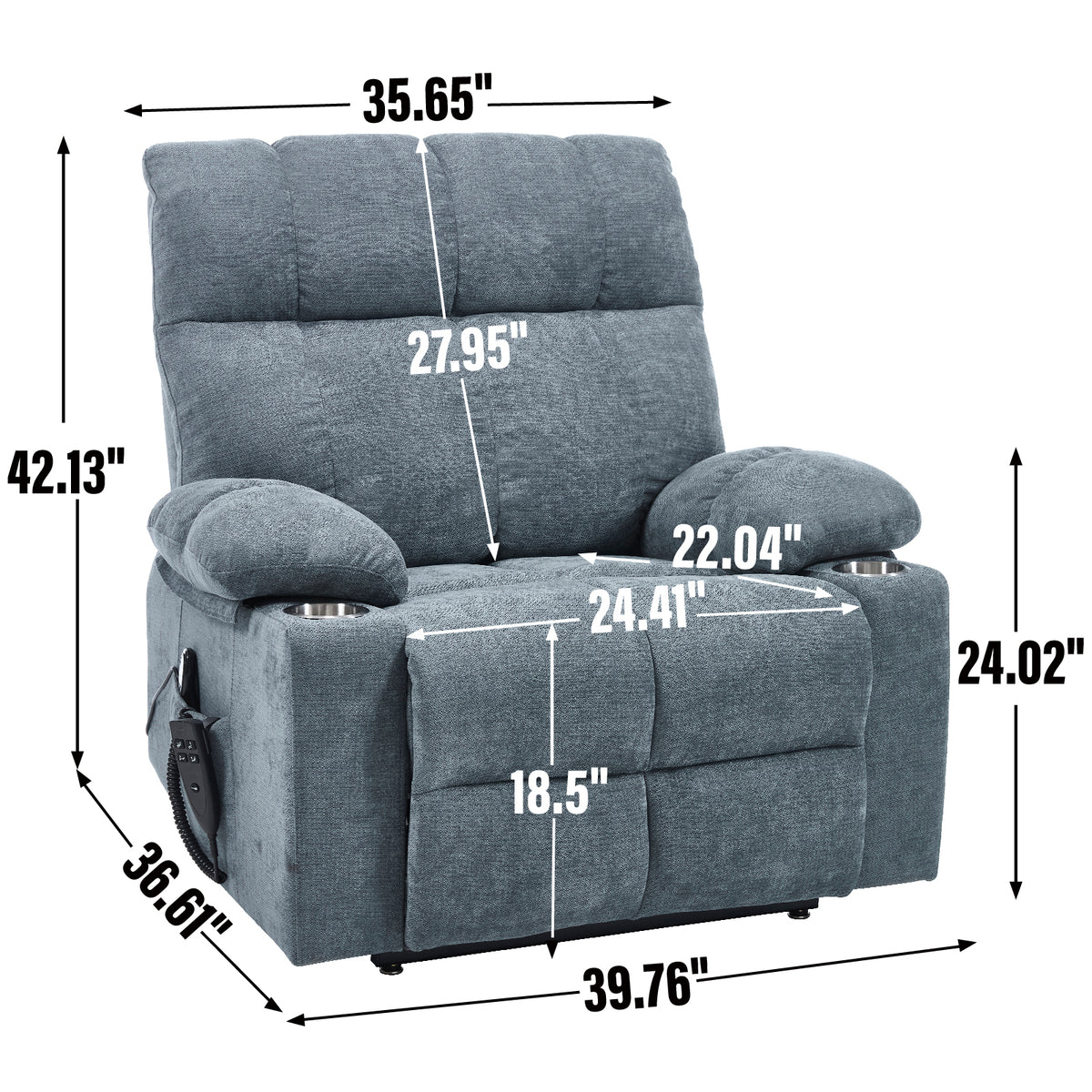 Chenille Dual-Motor Power Lift Recliner, 350 lb Capacity detail image 67