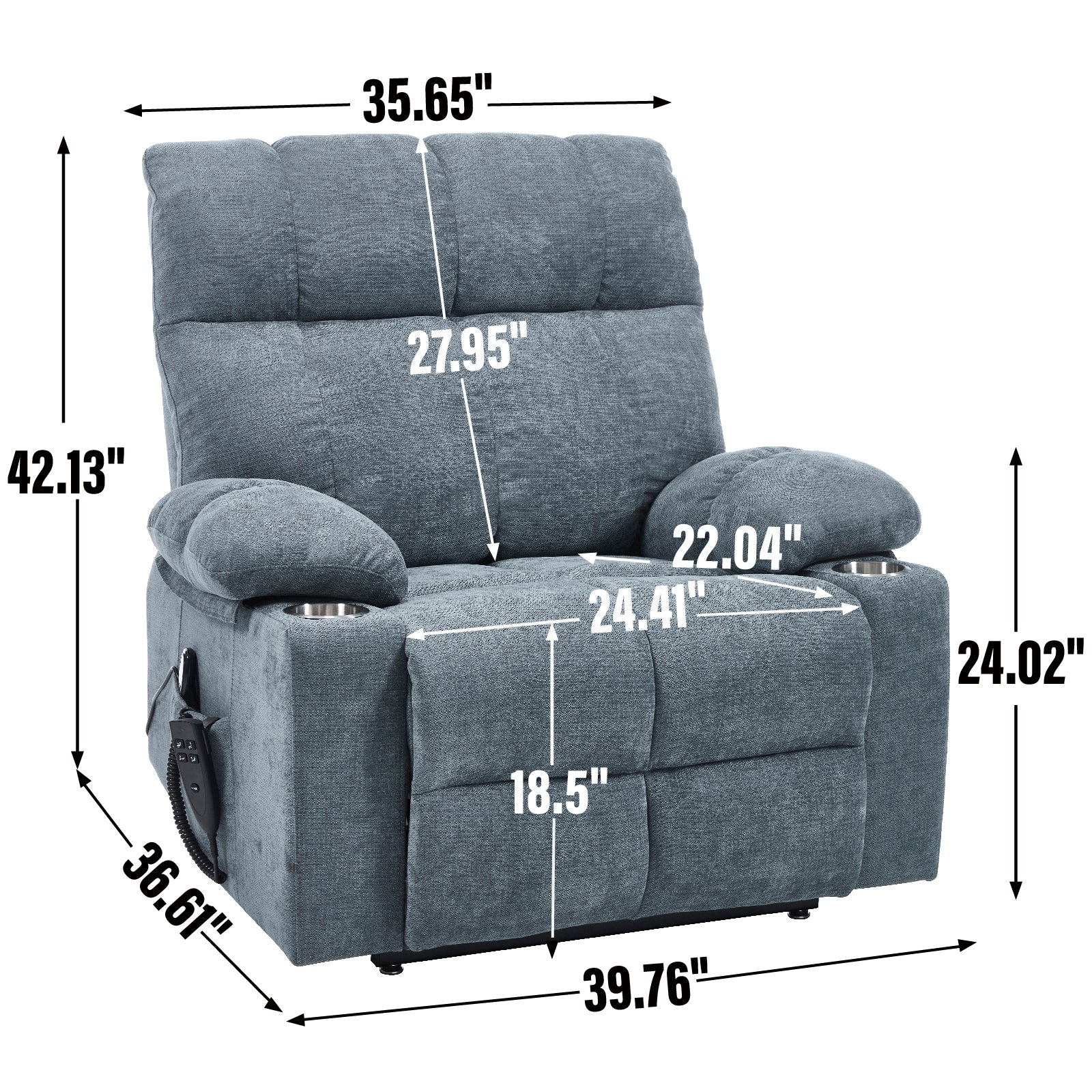 Chenille Dual-Motor Power Lift Recliner, 350 lb Capacity detail image 67