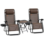 Outsunny Zero Gravity Chair Set with Side Table and Cup Holder detail image 10
