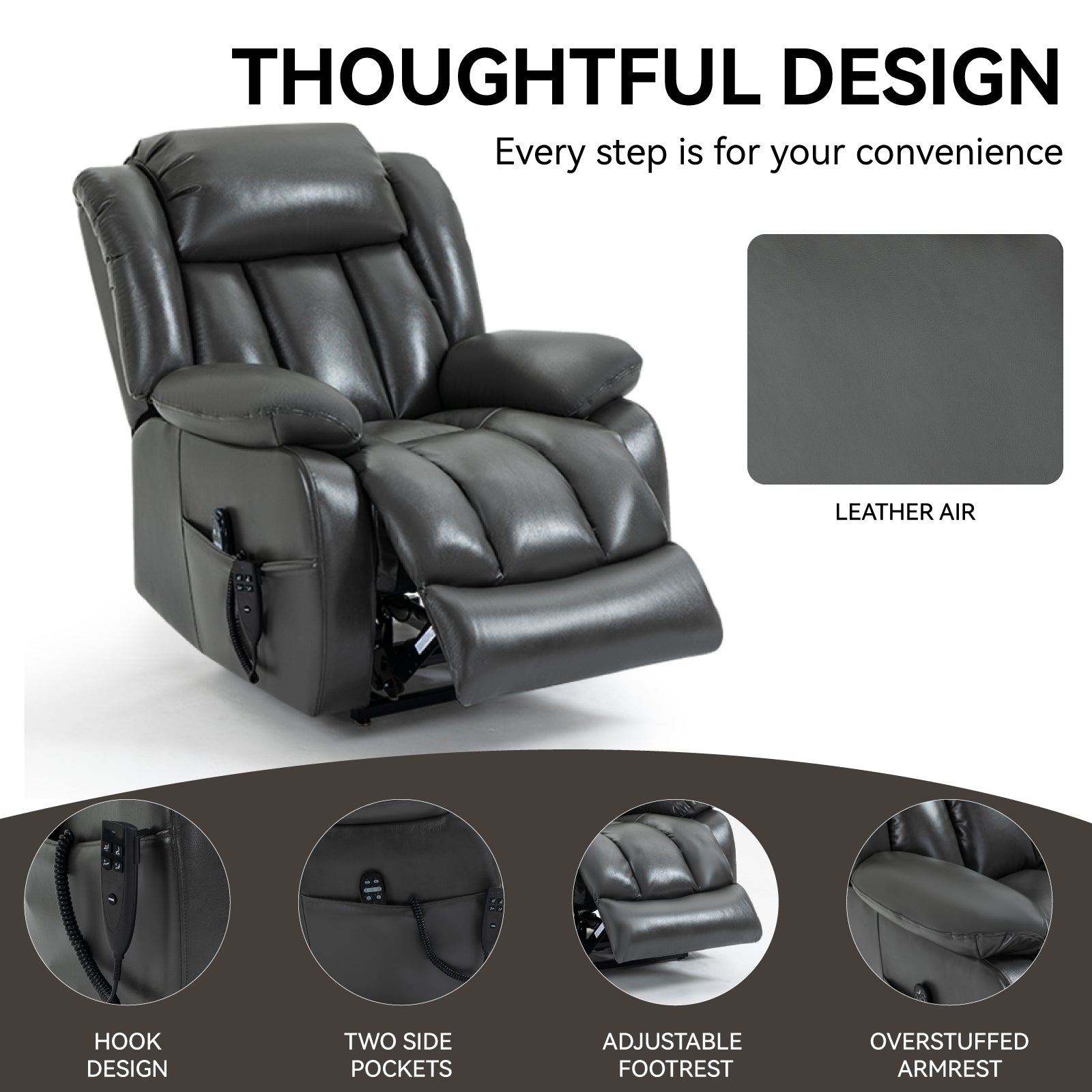 Dual-Motor Power Lift Heat & Massage Recliner detail image 50