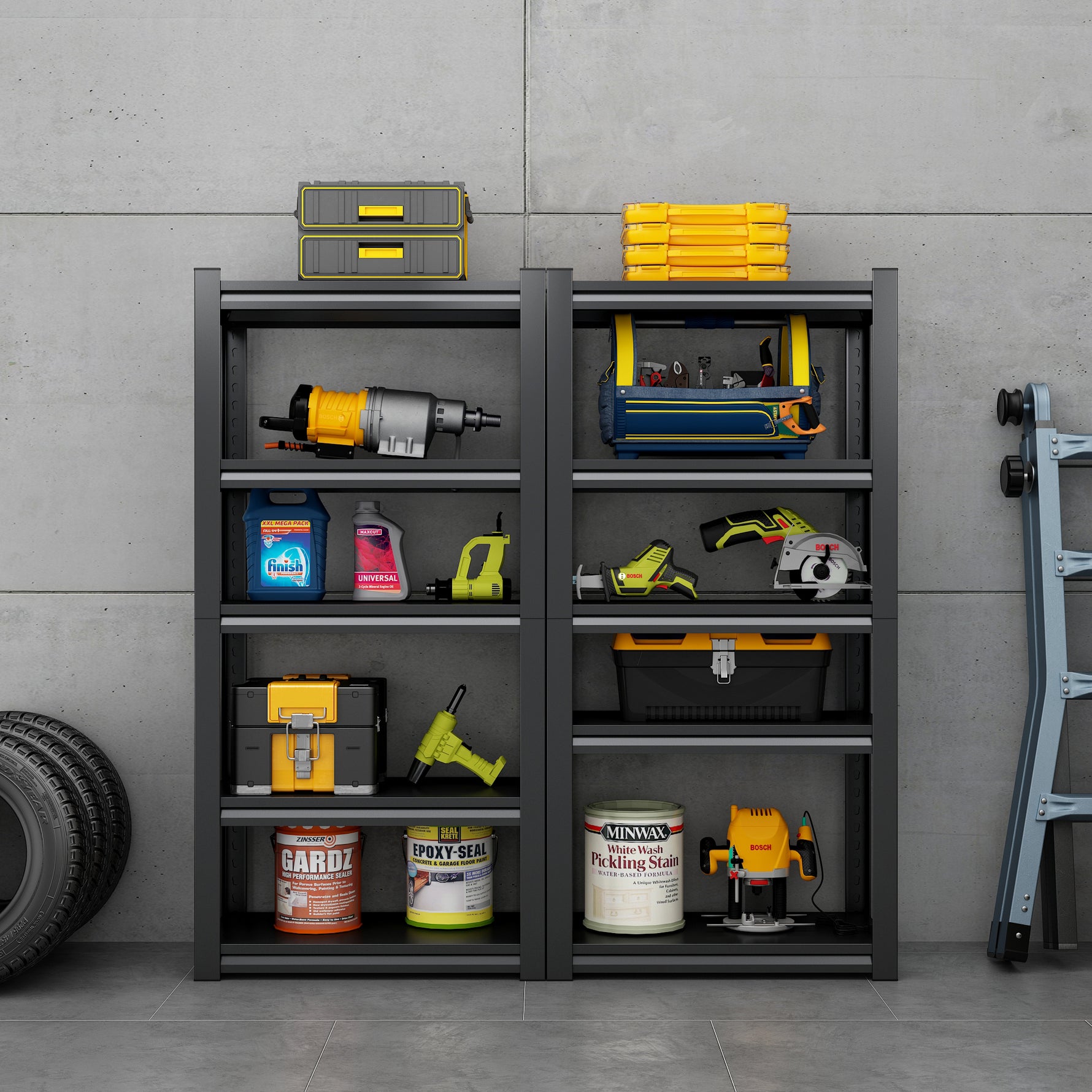 Industrial Heavy-Duty 5-Tier Adjustable Metal Shelving Unit for workshop, garage, storage, or utility use