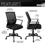 Techni Mobili Ergonomic Mesh Task Chair, Black for home office seating