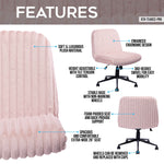 Techni Sport pink criss cross office chair with wide padded seat and rolling base