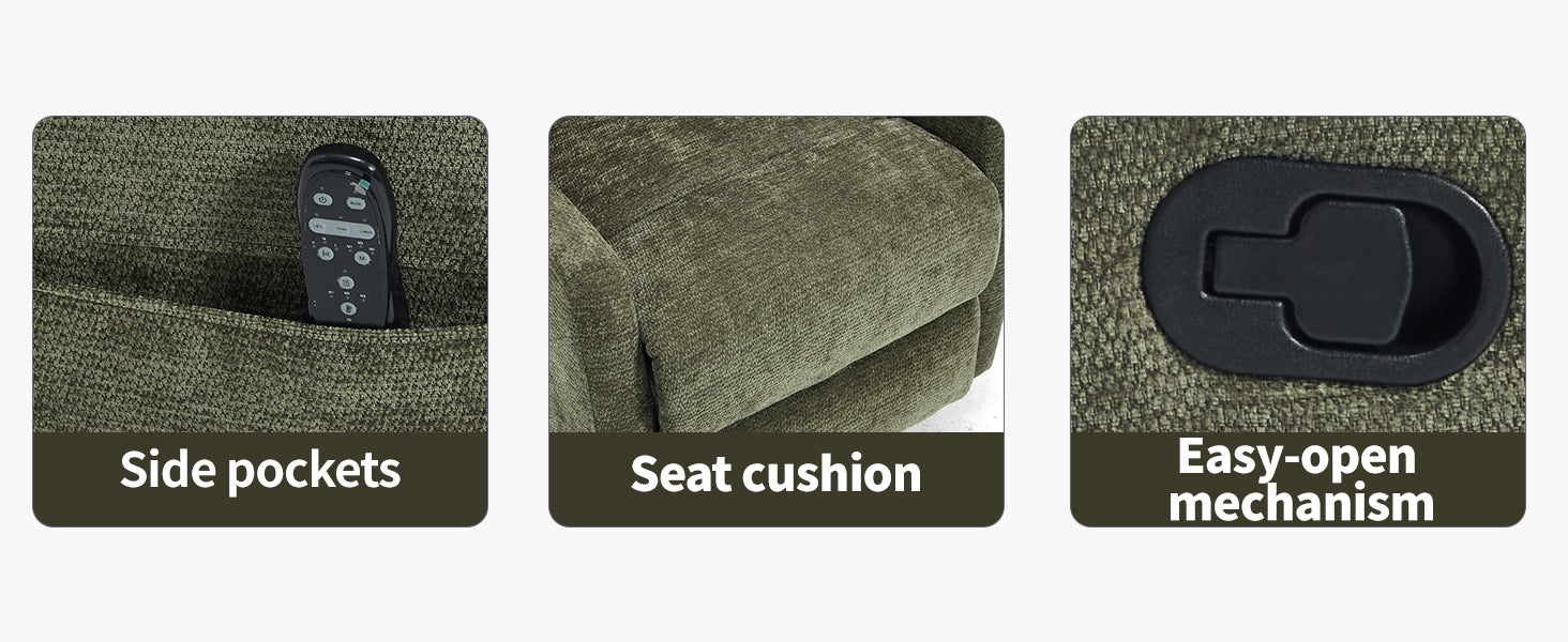 Heat Massage Manual Recliner Chair with Rocker and Swivel in Fabric for Living Room detail image 34