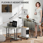 HOMCOM Height Adjustable Standing Desk with Power Outlets workspace desk setup