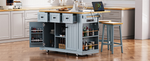 53 in. Farmhouse Kitchen Island with Power Outlet & Stools product view 88