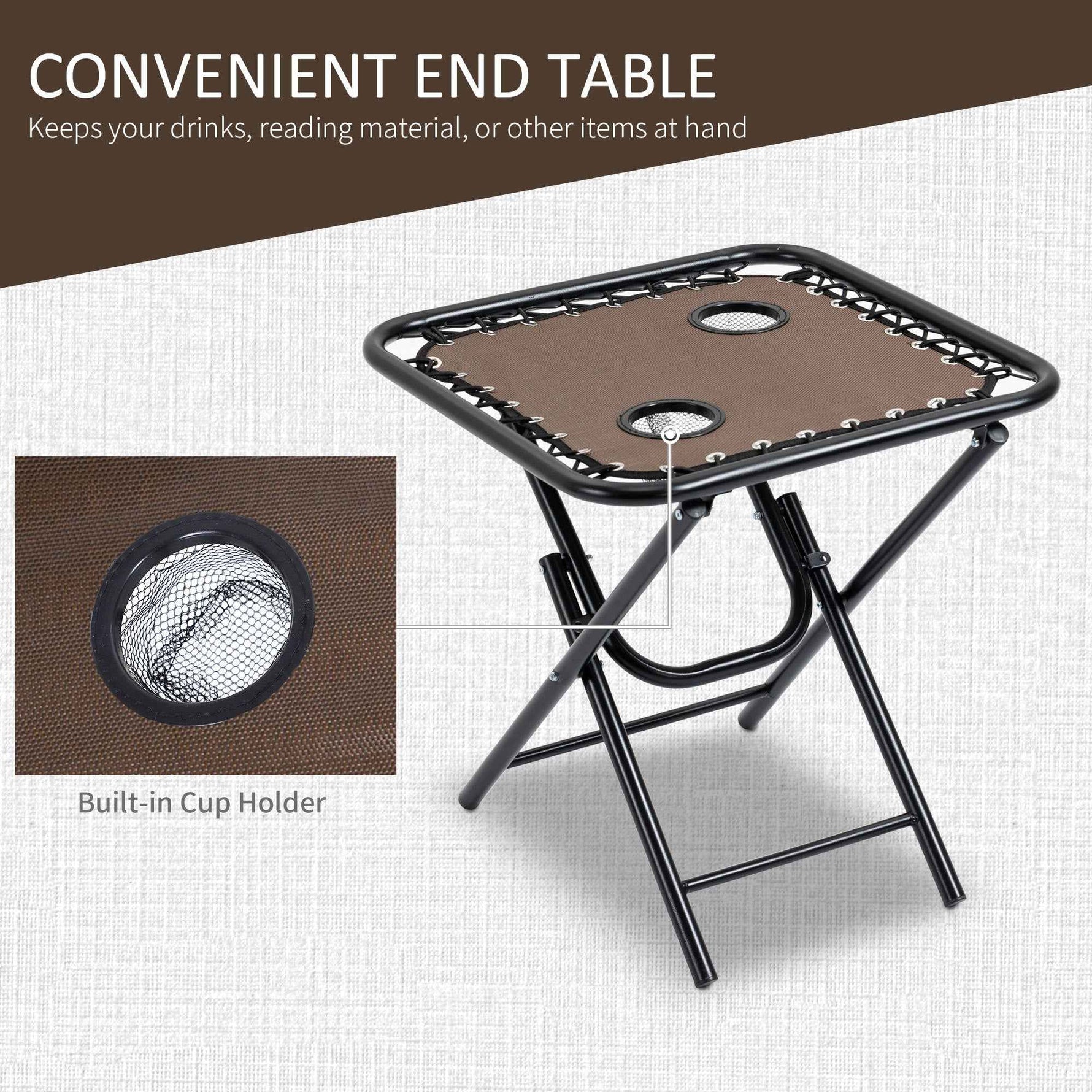Outsunny Zero Gravity Chair Set with Side Table and Cup Holder detail image 4