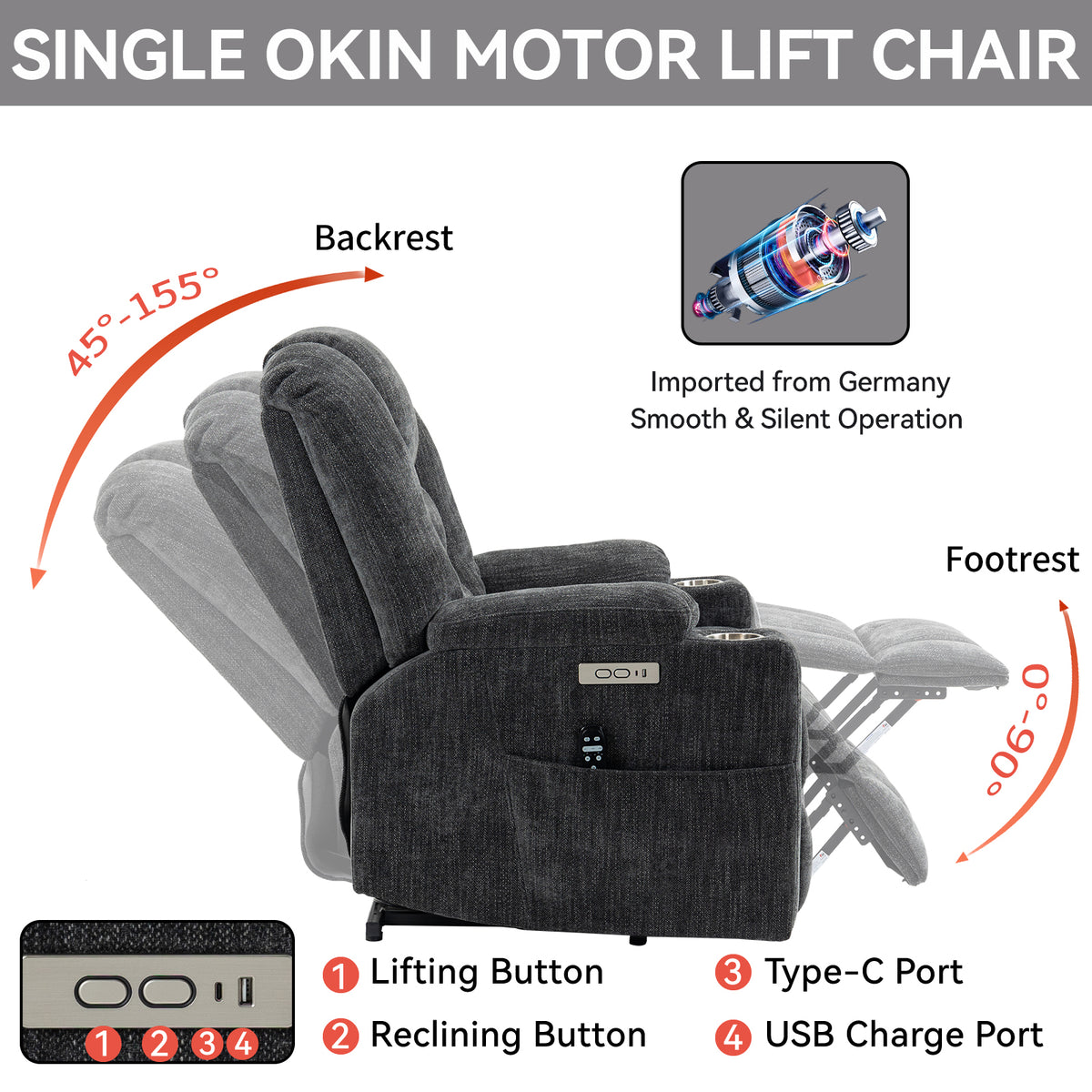 Large Power Lift Heat & Massage Recliner detail image 13