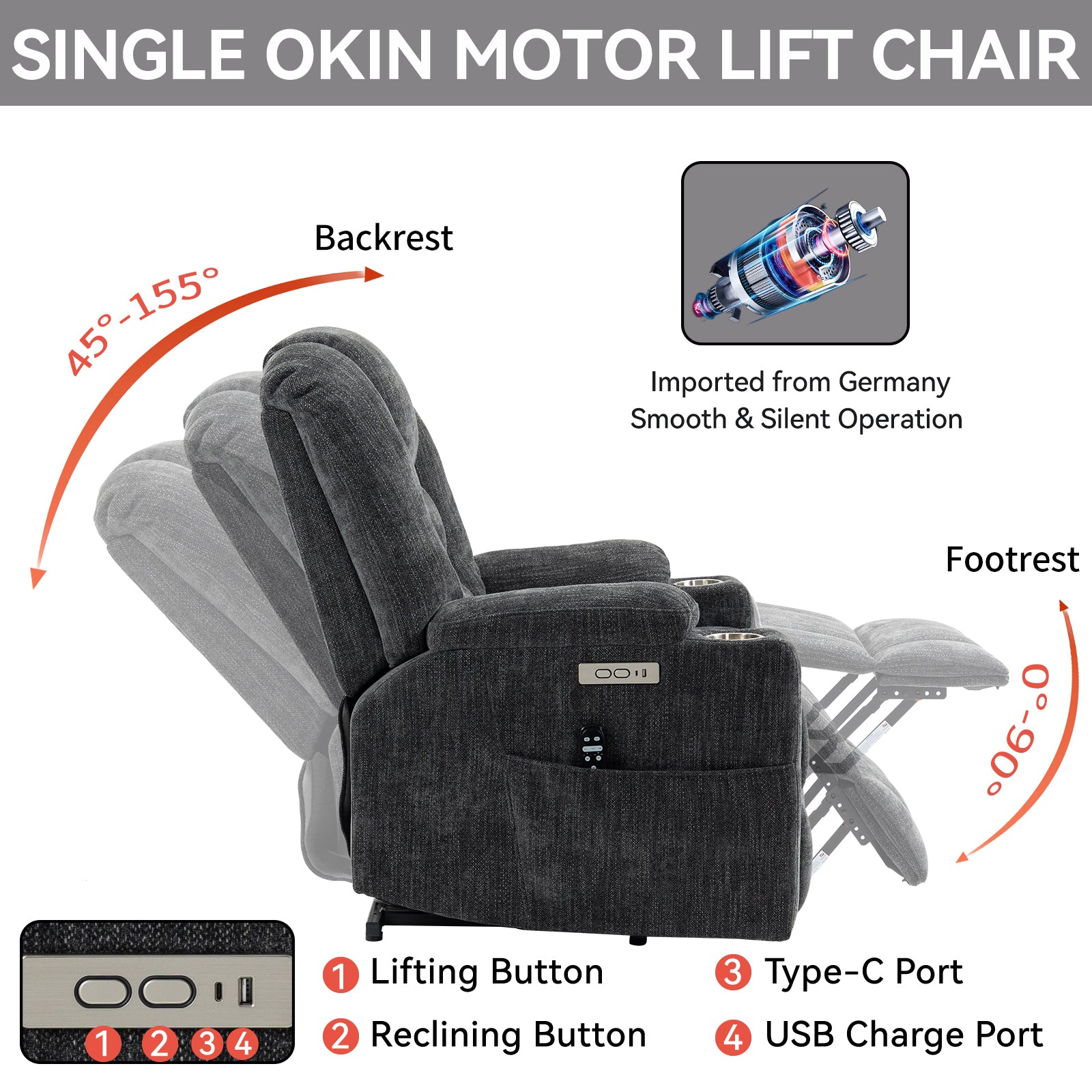 Large Power Lift Heat & Massage Recliner detail image 13