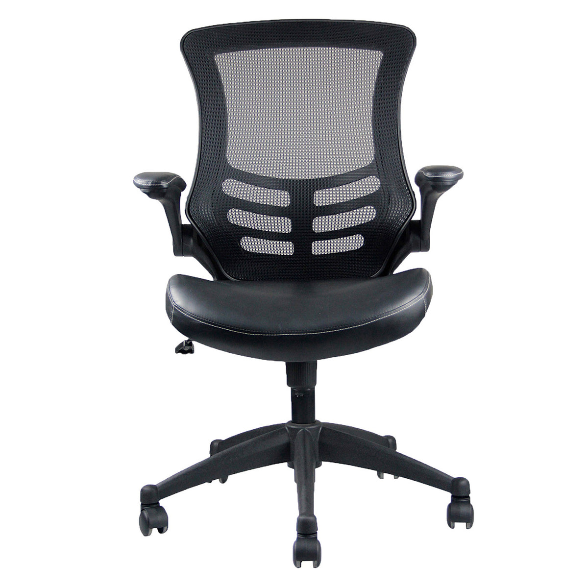 Techni Mobili Stylish Mid-Back Mesh Office Chair with Adjustable Arms, Black for home office seating