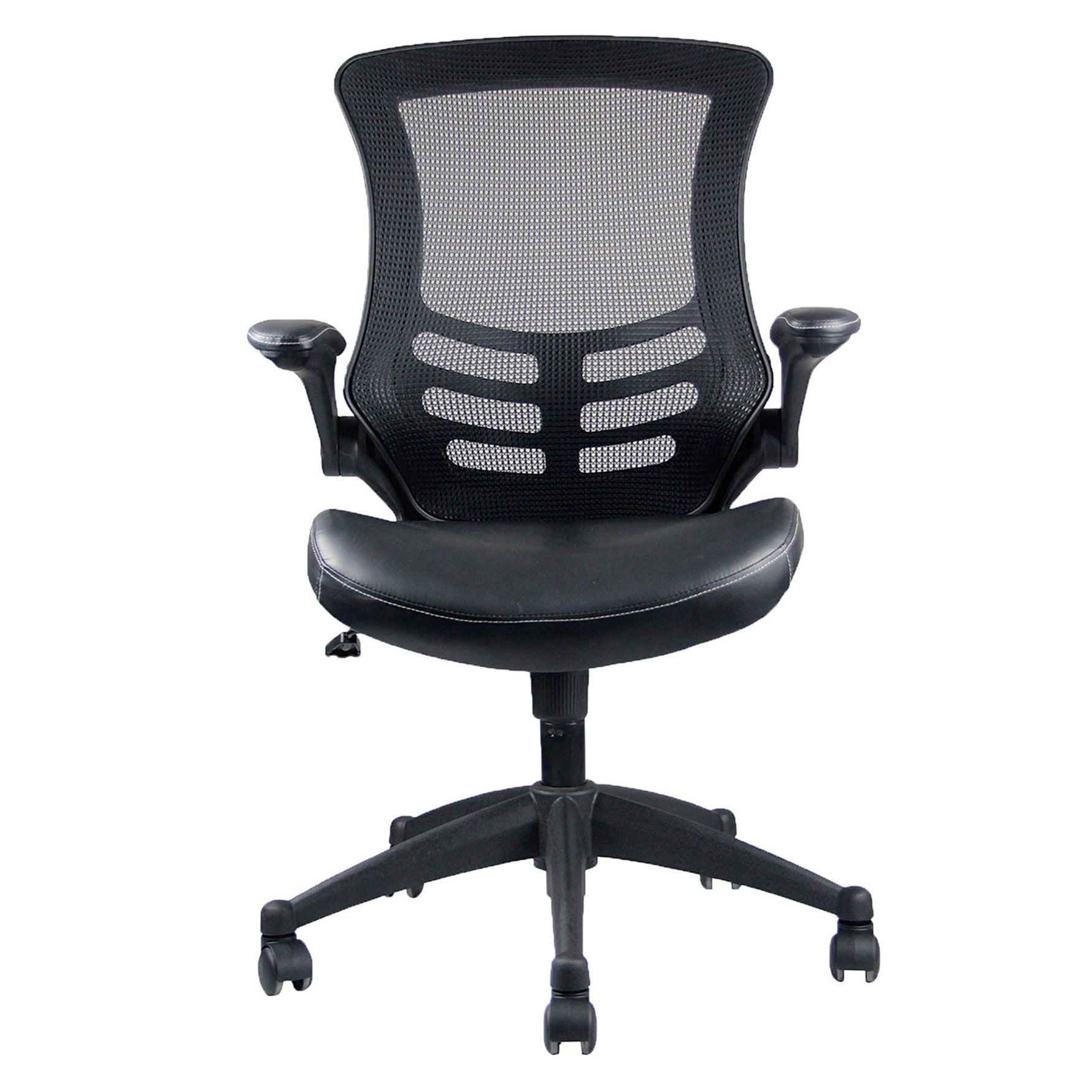Techni Mobili Stylish Mid-Back Mesh Office Chair with Adjustable Arms, Black for home office seating