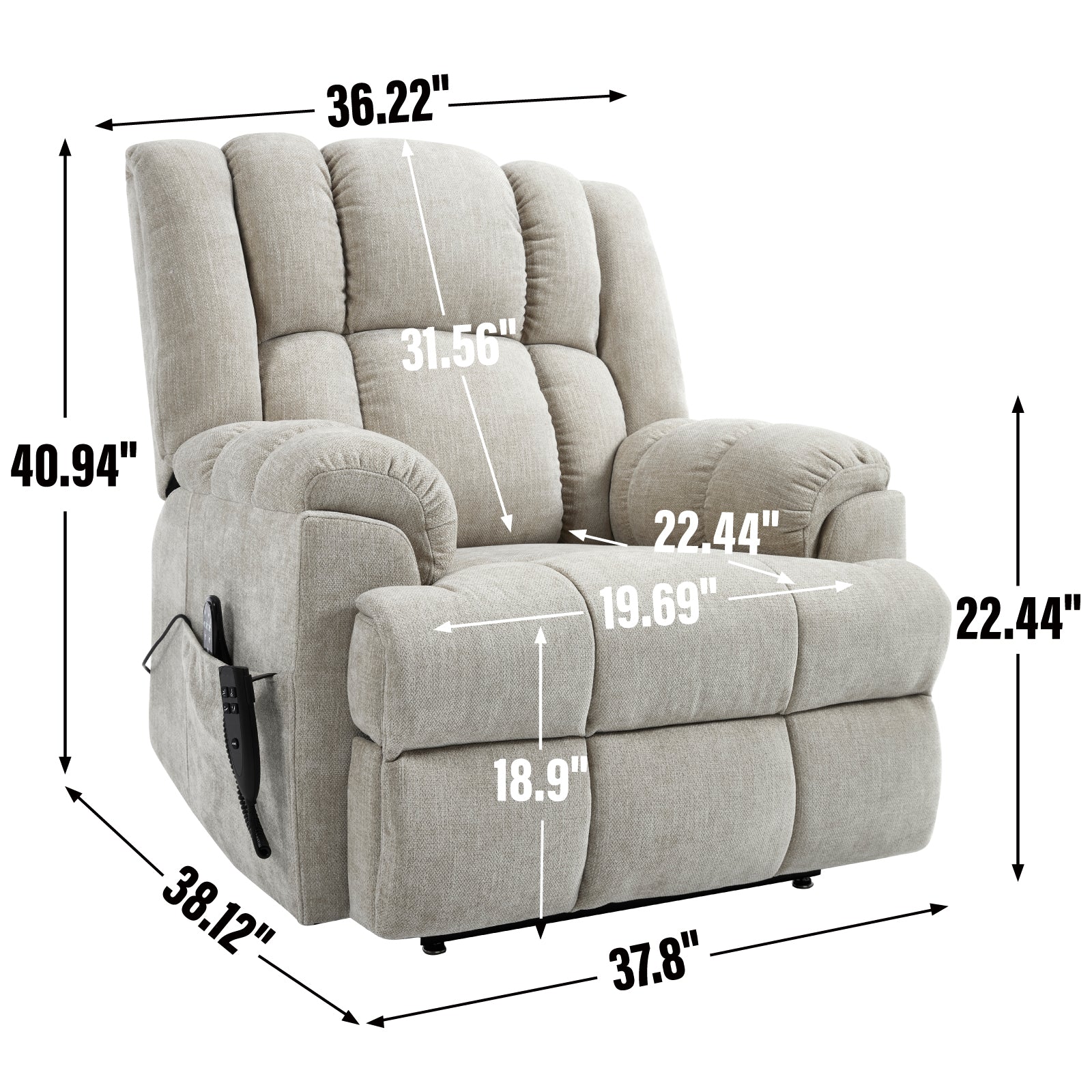Dual-Motor Heat & Massage Power Lift Recliner, 350 lb Capacity detail image 11