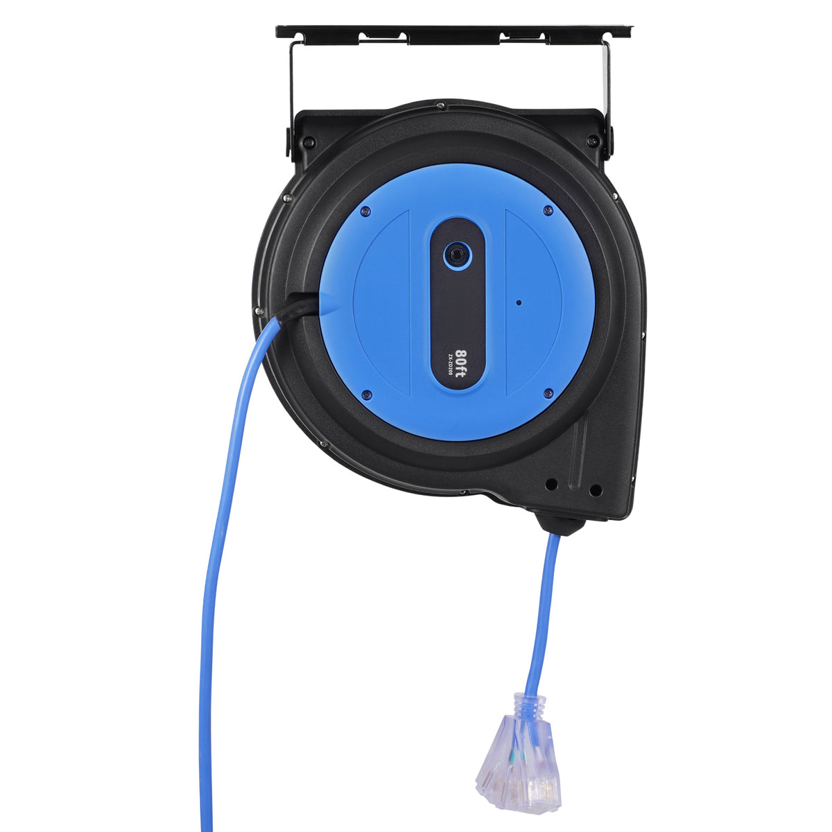 Retractable Heavy-Duty Extension Cord Reel with Triple-Tap Outlet for workshop, garage, storage, or utility use