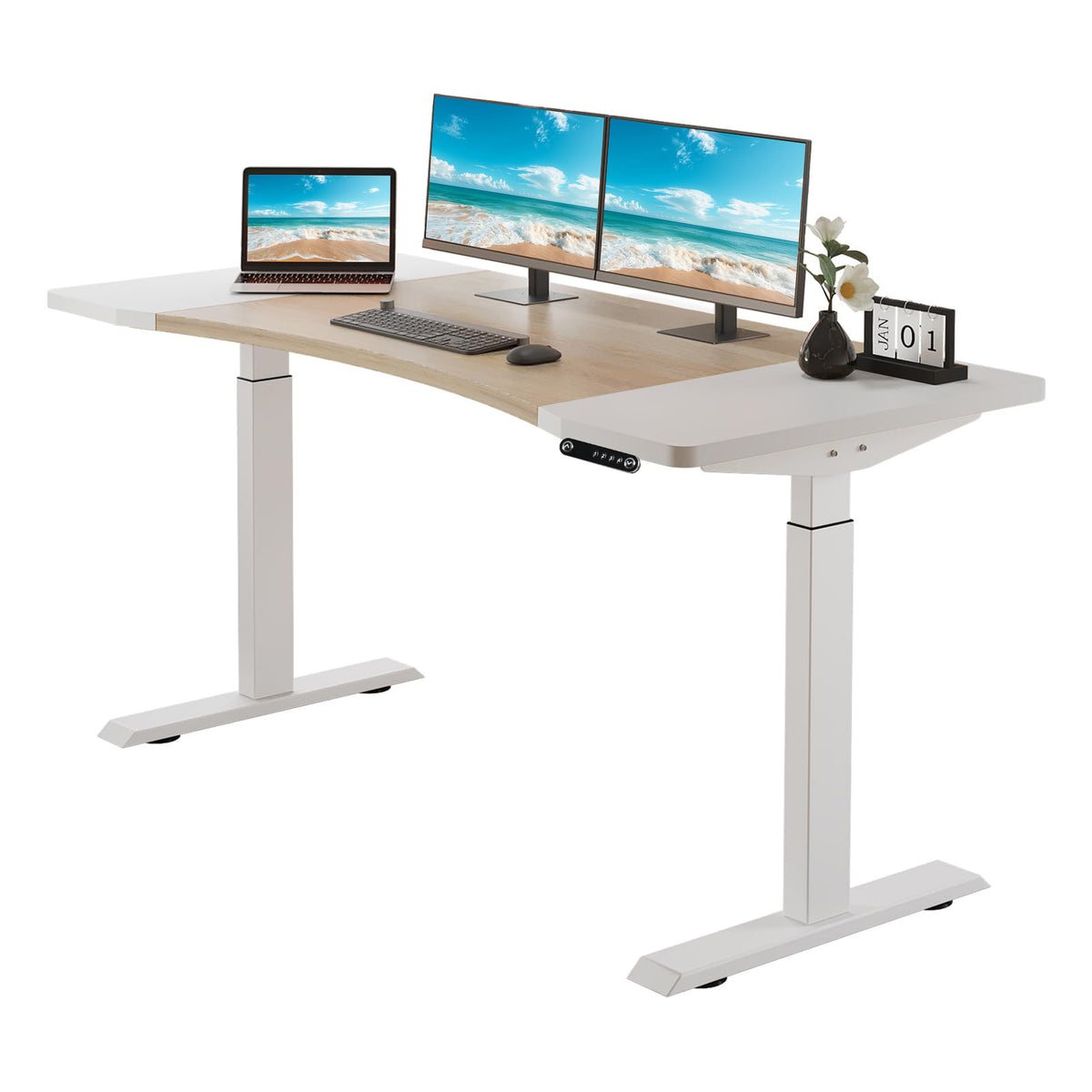 63" x 30" Electric Standing Desk with Splice Board workspace desk setup