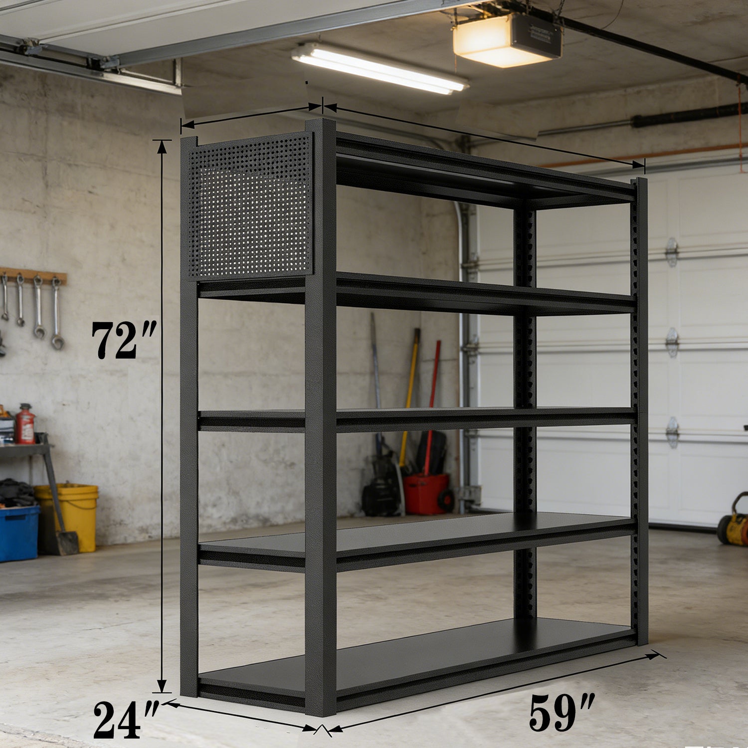 Heavy-Duty Adjustable Garage Shelving with Pegboard for workshop, garage, storage, or utility use