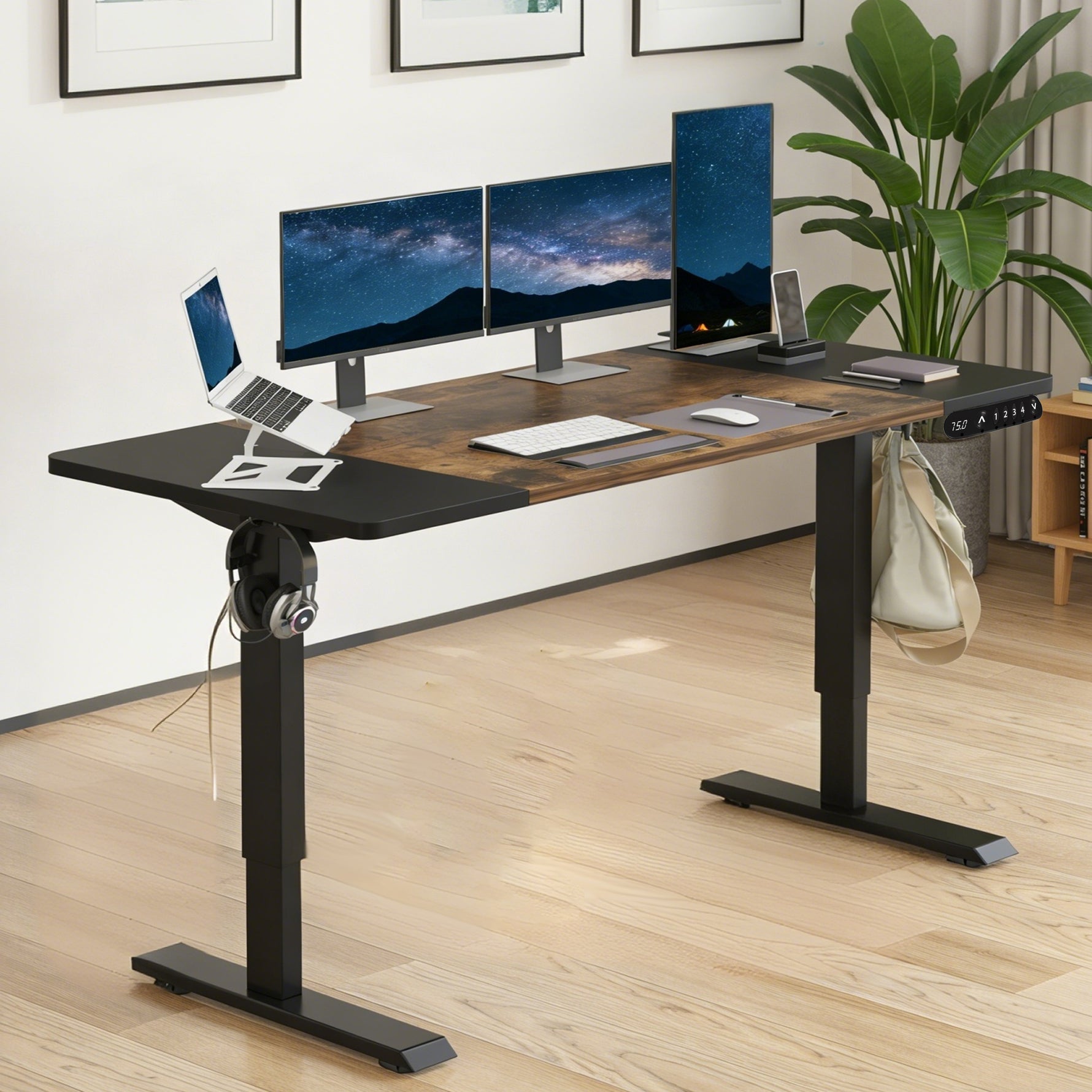 63" x 30" Electric Standing Desk with Splice Board workspace desk setup