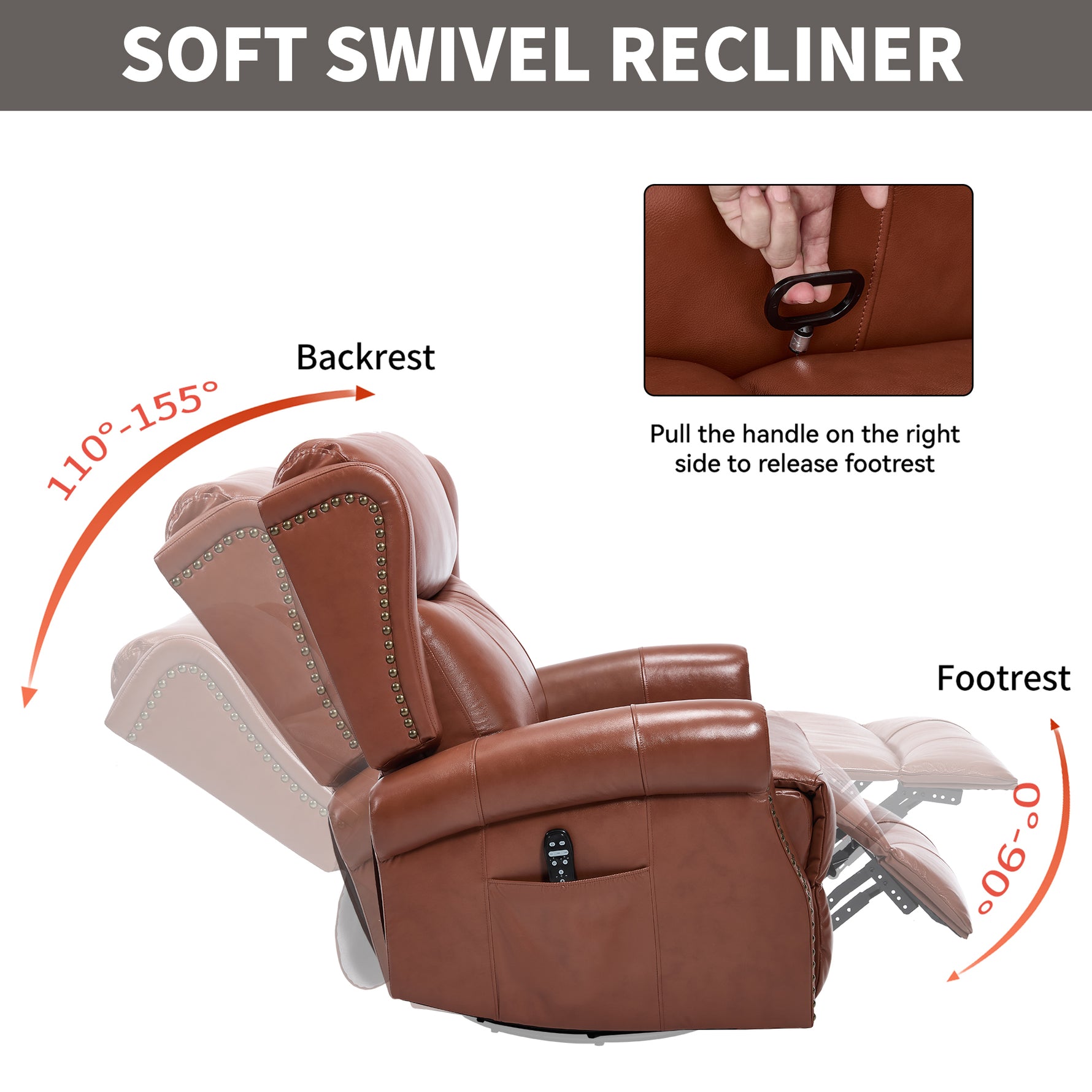 Heat Massage Manual Recliner Chair with Rocker and Swivel for Living Room detail image 129