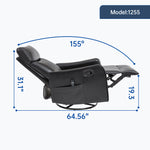 Faux Leather Heat Massage Manual Recliner Chair with Rocker and Swivel for Living Room detail image 15