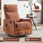 Heat Massage Manual Recliner Chair with Rocker and Swivel in Fabric for Living Room detail image 4