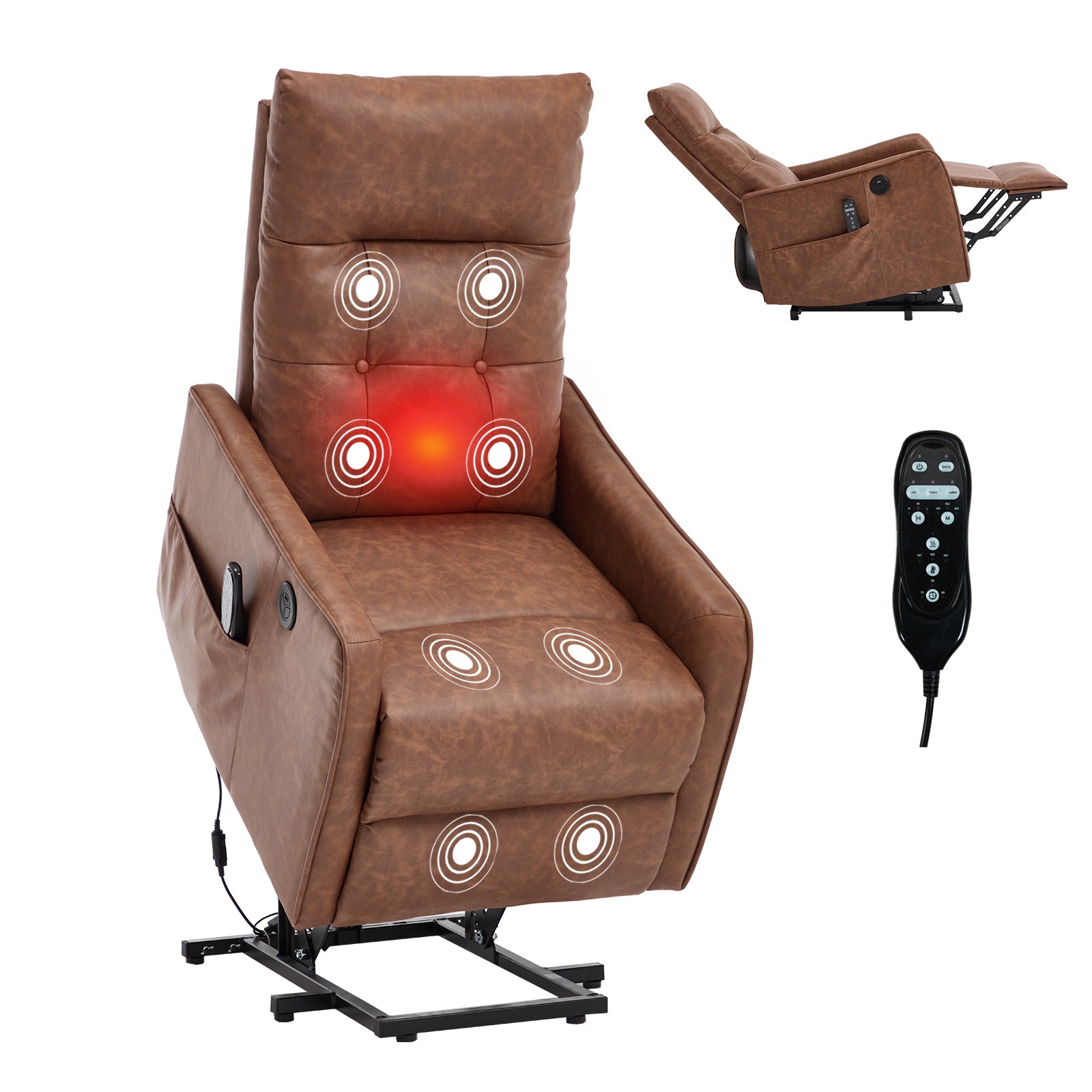 Single Motor Power Lift Recliner Chair with Massage & Heat detail image 100