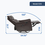 Faux Leather Heat Massage Manual Recliner Chair with Rocker and Swivel for Living Room detail image 34
