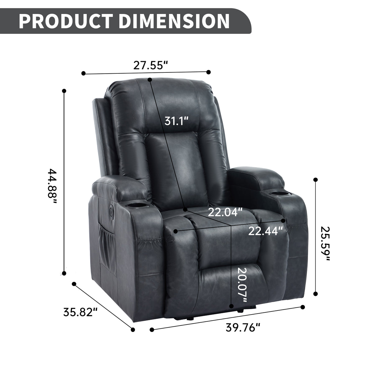 PU Infinite Position Up to 350 lb Single Motor Power Lift Recliner Chair detail image 13