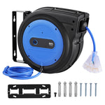 Retractable Heavy-Duty Extension Cord Reel with Triple-Tap Outlet for workshop, garage, storage, or utility use