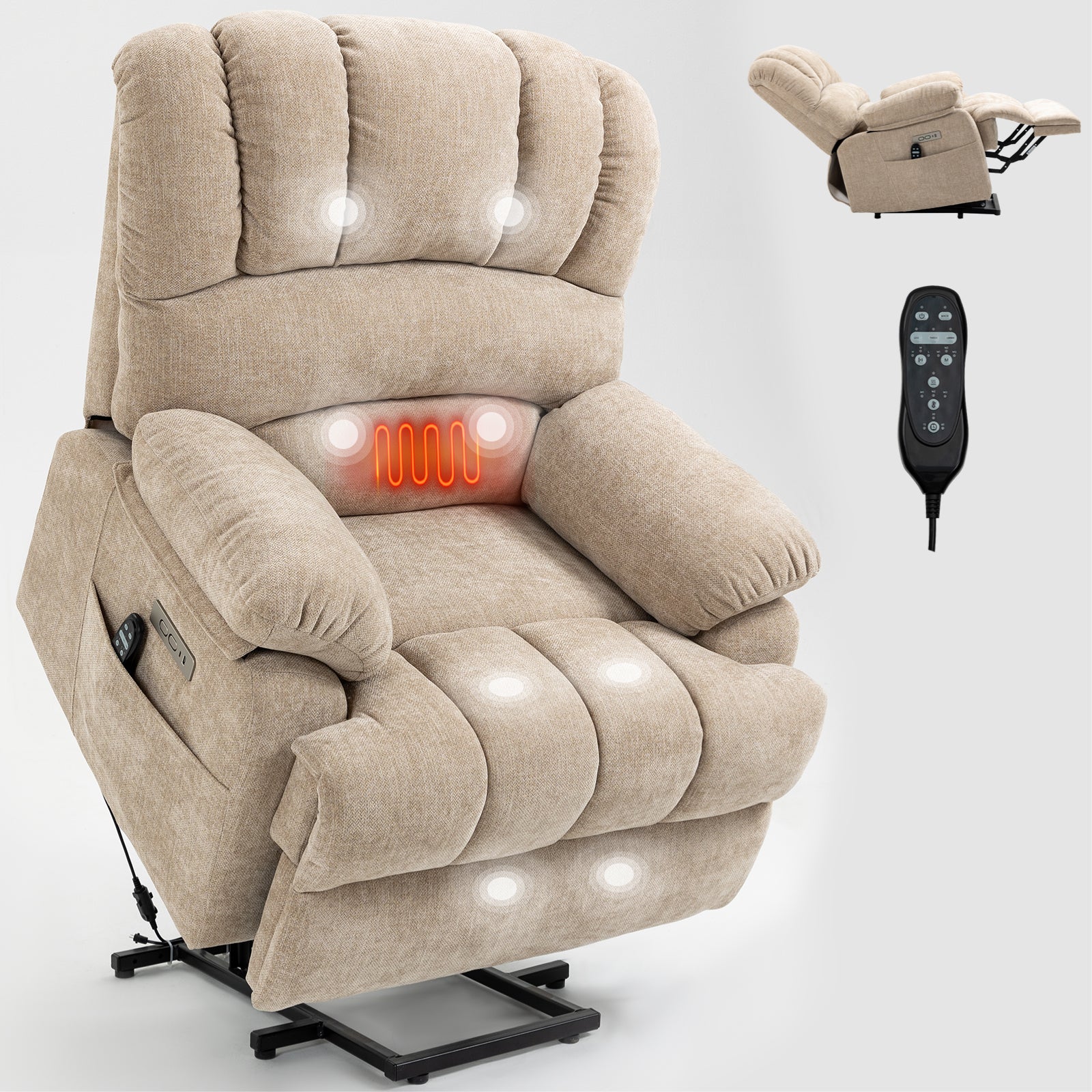 Chenille Power Lift Recliner detail image 17