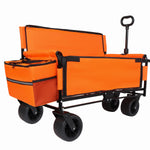 3-in-1 Folding Wagon Cart with Bench Seat & Storage for workshop, garage, storage, or utility use