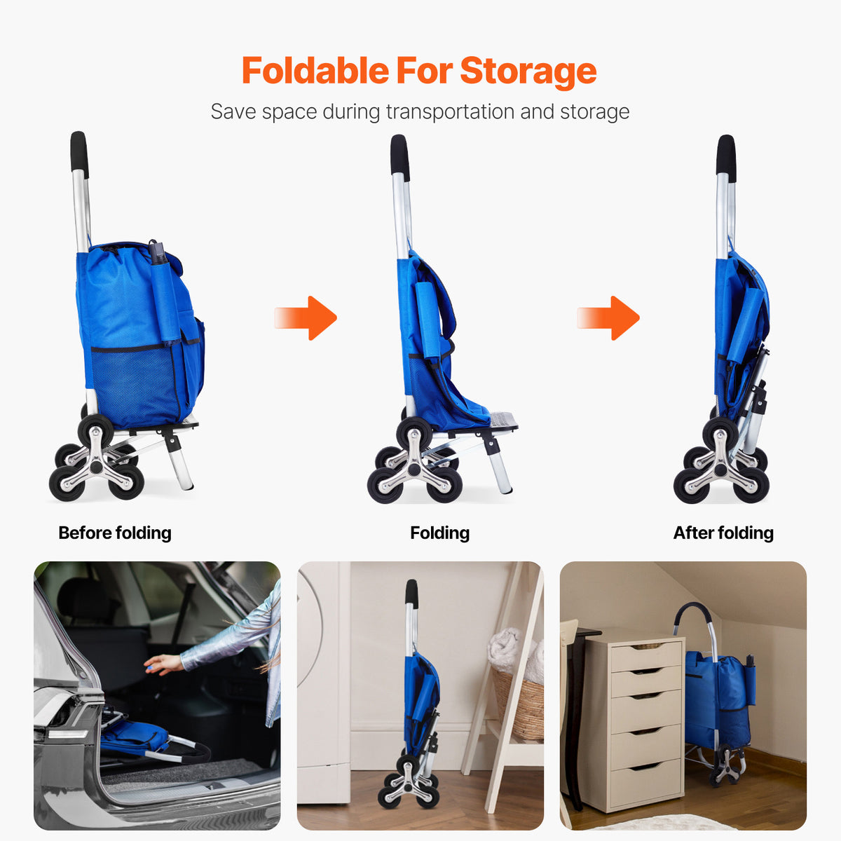 VEVOR Foldable Stair-Climbing Cart for workshop, garage, storage, or utility use