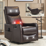 Faux Leather Heat Massage Manual Recliner Chair with Rocker and Swivel for Living Room detail image 30