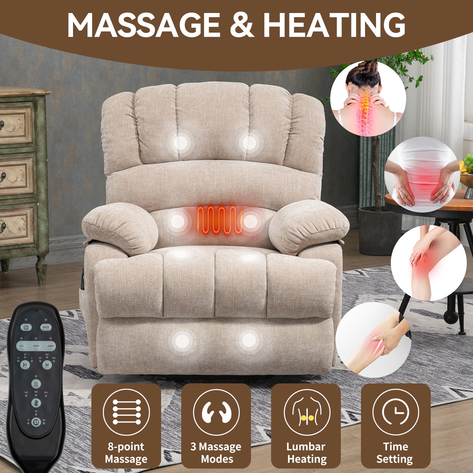 Chenille Power Lift Recliner detail image 13