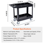 Heavy-Duty Rolling Utility Service Cart with 360° Swivel Wheels for workshop, garage, storage, or utility use
