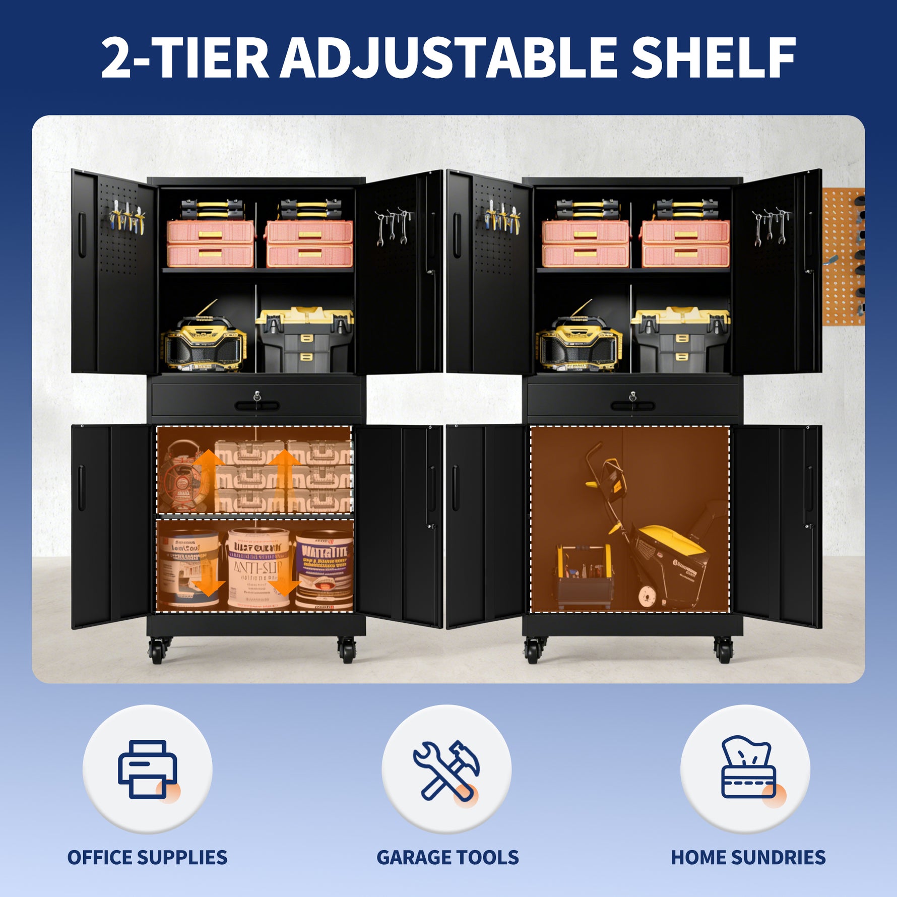Metal Storage Cabinet with Drawer for workshop, garage, storage, or utility use
