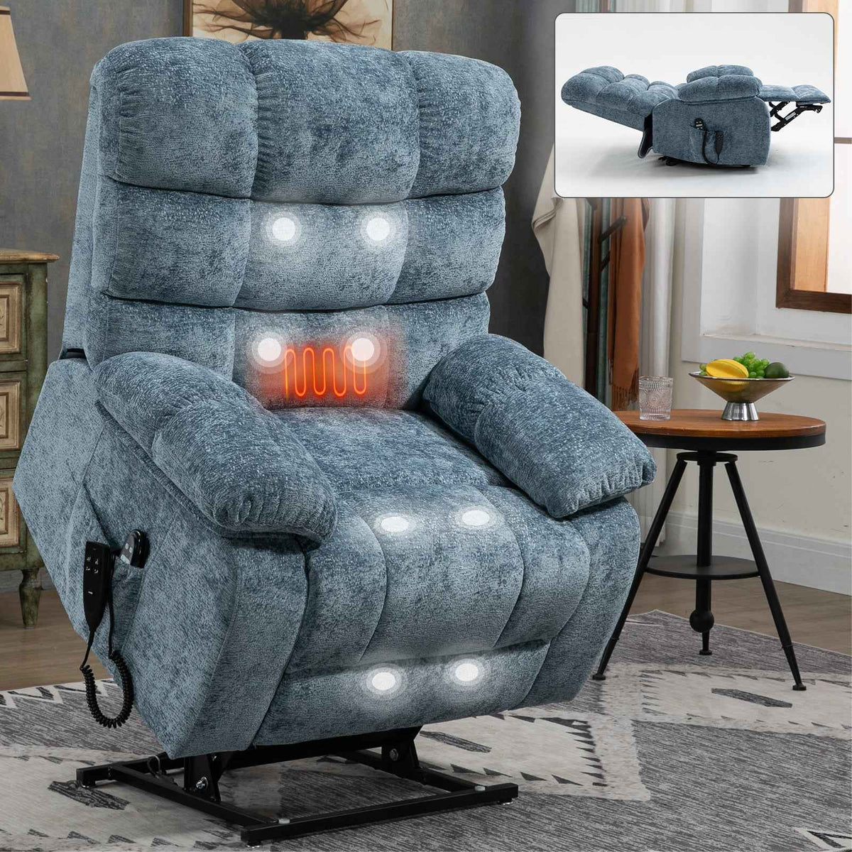 Dual-Motor Lift Recliner with Heat & Massage, 350 lb Capacity detail image 19
